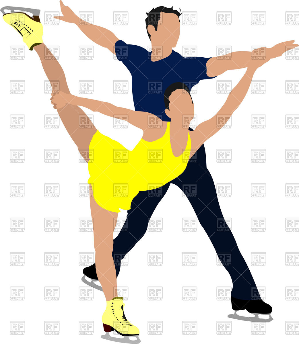 1042x1200 Silhouettes Of Couple Figure Skating (Man And Woman) Royalty Free