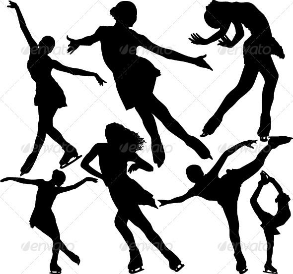 590x553 Figure Ice Skating Vector Silhouettes