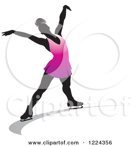 450x470 Clipart Of A Silhouetted Female Figure Skater Over A Red Maple