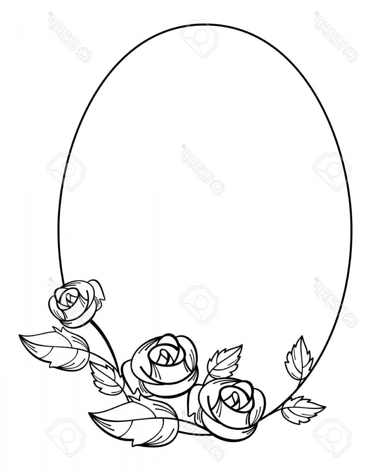 1228x1560 Photostock Vector Vintage Floral Oval Frame With Roses Silhouette