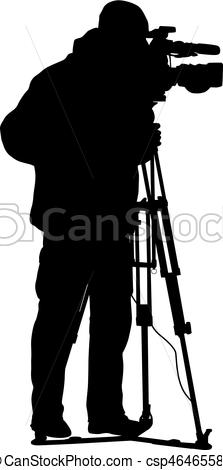 223x470 Cameraman With Video Camera. Silhouettes On White Vector