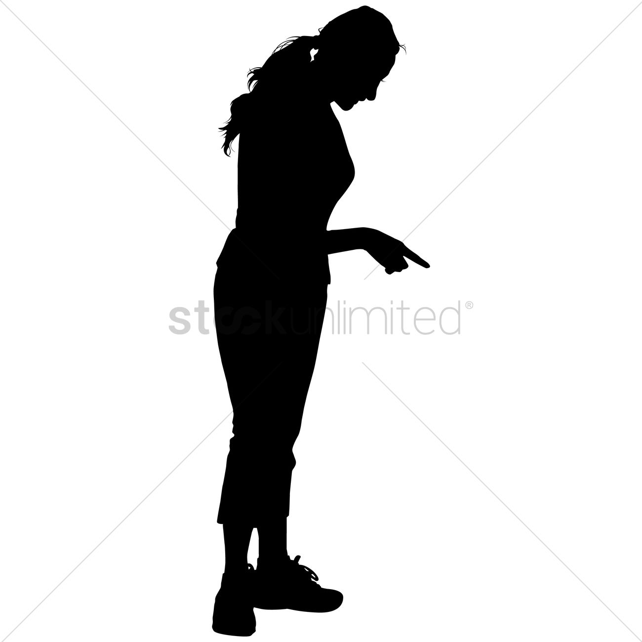 1300x1300 Silhouette Of A Woman With Pointing Finger Vector Image