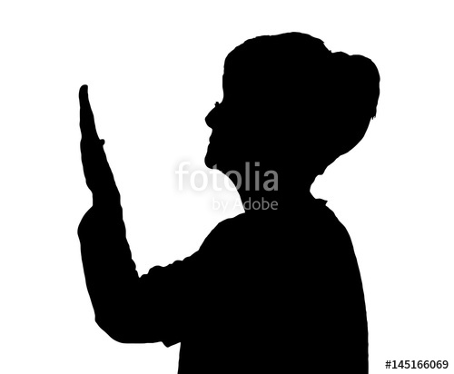500x412 Front Profile Portrait Silhouette Of Elderly Lady Finger On Lips
