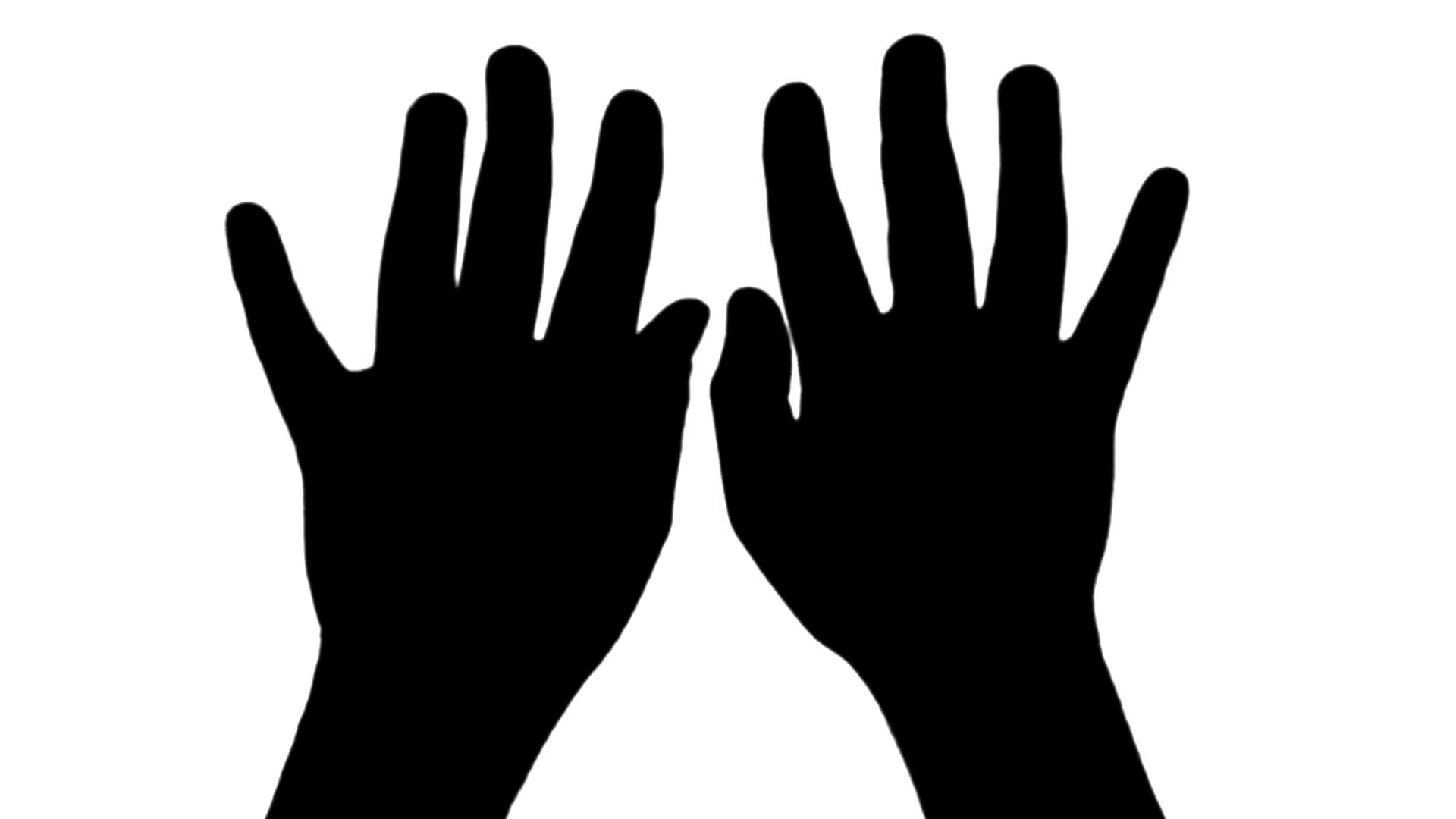 1920x1080 Hand Typing Top View Silhouette Isolated On White Stock Video
