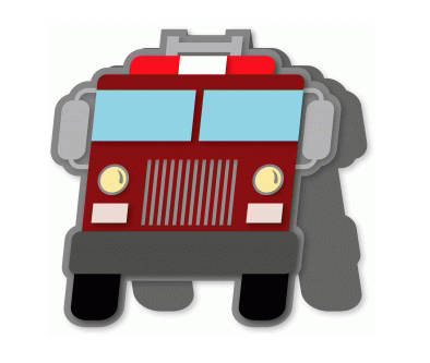 394x333 Fire Truck Card , Blank Inside , Free Confetti , Free Shipping