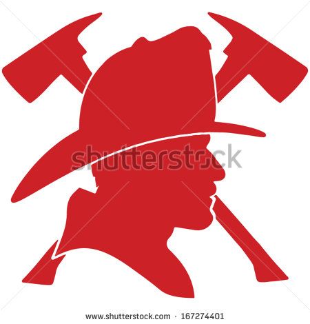 450x470 Firefighter Head With Helmet And Two Axes