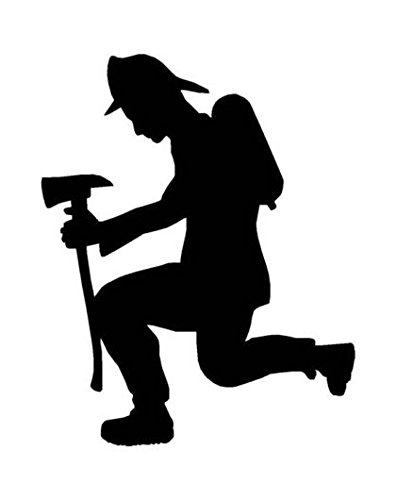 396x500 Fireman Kneeling Prayer Decal Sticker Die Cut Vinyl Decal