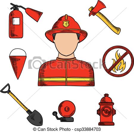 450x446 Fireman And Fire Fighting Symbols. Firefighter Or Fireman