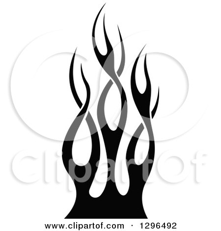 450x470 Clipart Of A Black And White Tibal Fire Tattoo Design Element 5