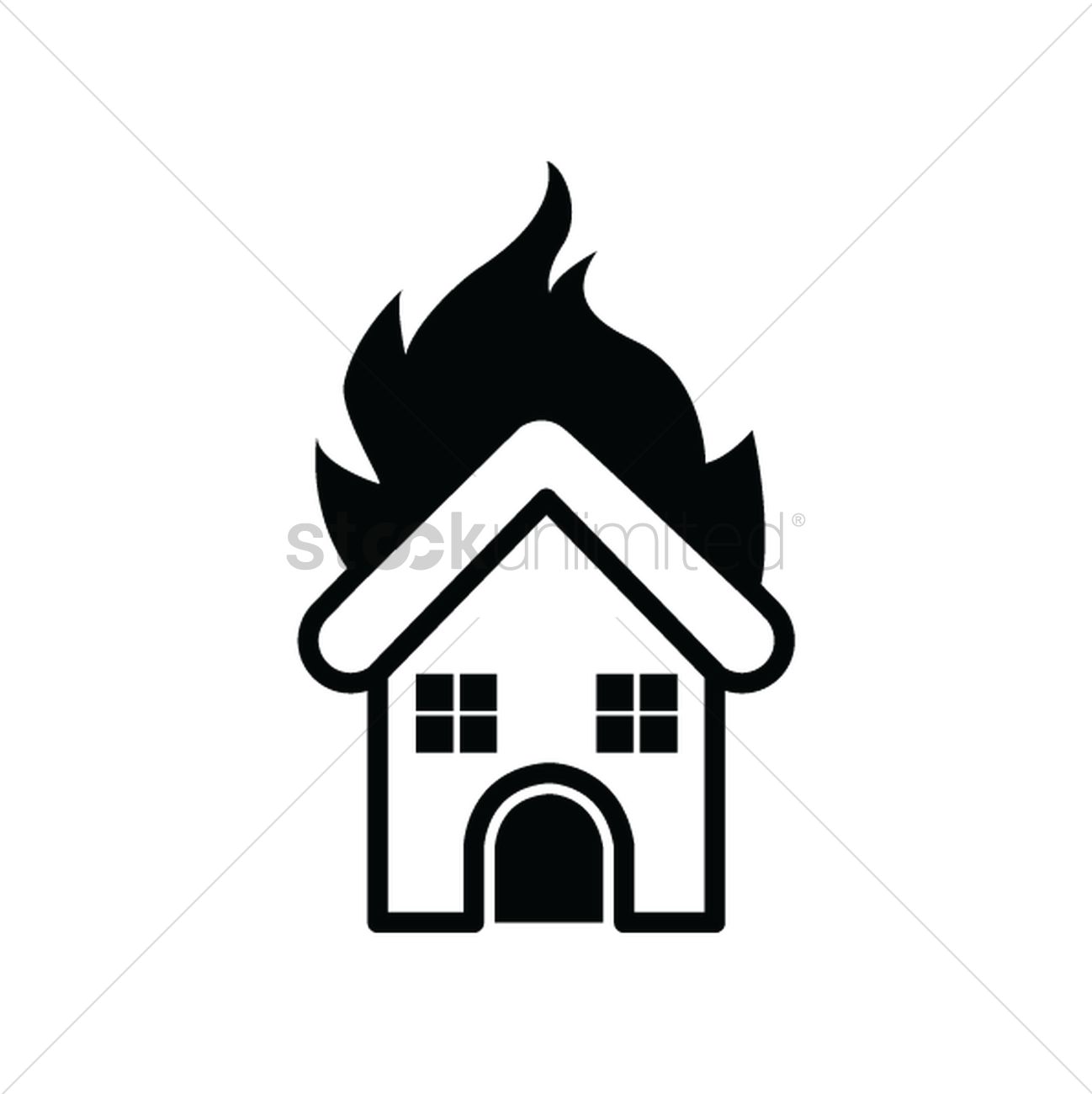 1298x1300 House On Fire Silhouette Vector Image