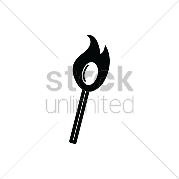 600x599 Matchstick On Fire Silhouette Vector Image