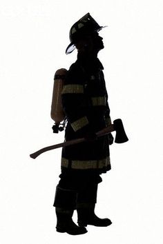 236x354 Firefighter Silhouette On White Background
