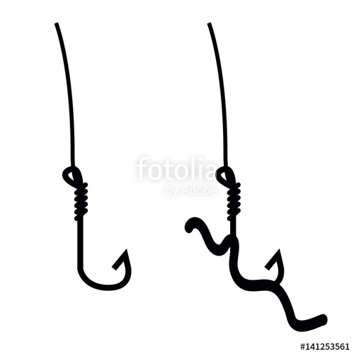 500x500 Fishing Hook With Worm Vector Silhouette Stock Image And Royalty