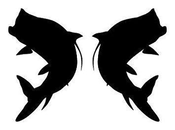 355x263 Two Opposing Silhouettes Of A Tarpon Jumping Vinyl
