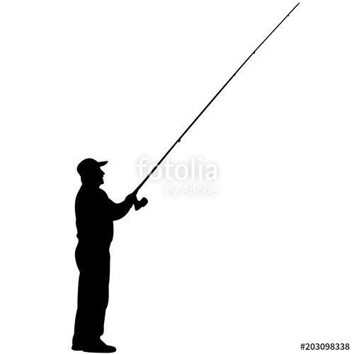 500x500 Fishing Silhouette, Man Fishing Clipart, Fisherman Vector, Svg