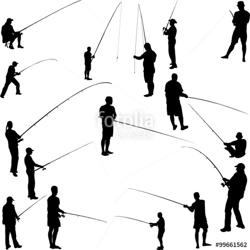 499x500 Fishermen And Fishing Silhouette