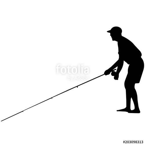 500x500 Fishing Silhouette, Man Fishing Clipart, Fisherman Vector, Svg