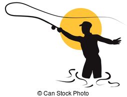 254x194 Fishing Silhouette On White Background Clipart Vector
