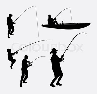320x311 Silhouette Of Woman In Fishing. Stock Vector Colourbox