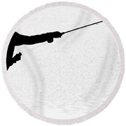 180x180 Silhouette Of A Fisherman Holding A Fishing Pole Bw Photograph By