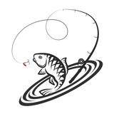 160x160 Fish And Fishing Rod Silhouette Stock Image And Royalty Free