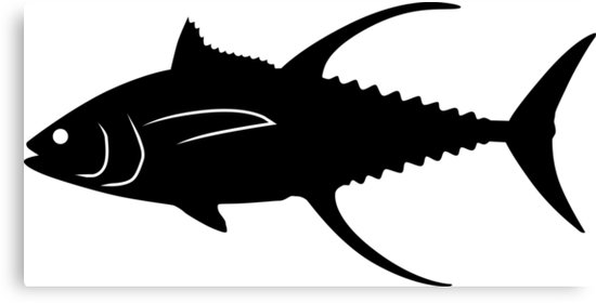 550x280 Yellowfin Tuna Fish Silhouette (Black) Canvas Prints By