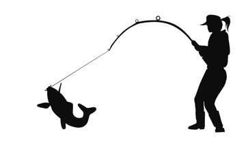 360x240 Girl Sitting Fishing Clipart Silhouette Collection