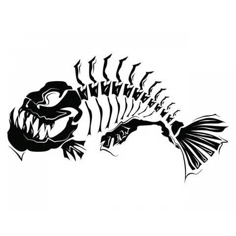 480x480 Large Size Skeleton Tribal Fish Fishing Tattoo
