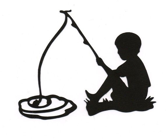 570x478 Boy Fishing Child Silhouette Die Cut For Scrap Booking Or Card