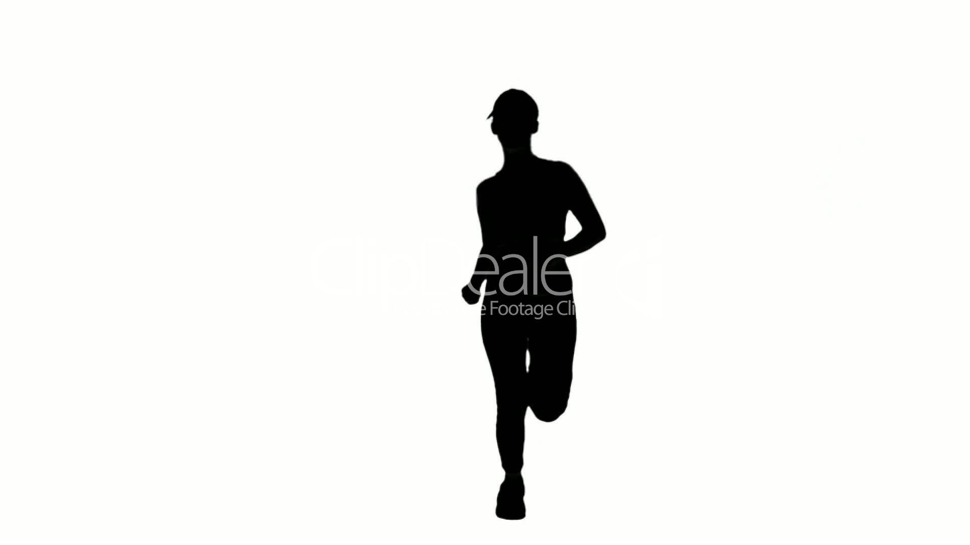 1920x1080 Silhouette Of Woman Running On White Background Royalty Free