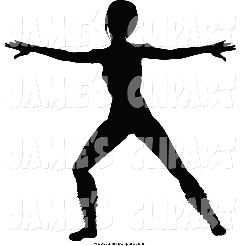 1024x1044 Clip Art Of A Silhouetted Fit Woman In An Aerobics Pose By