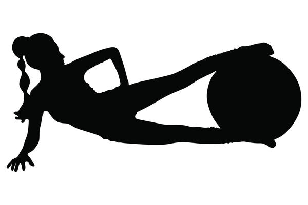 600x400 Fitness Ball With Girl Silhouette Vector Set 07