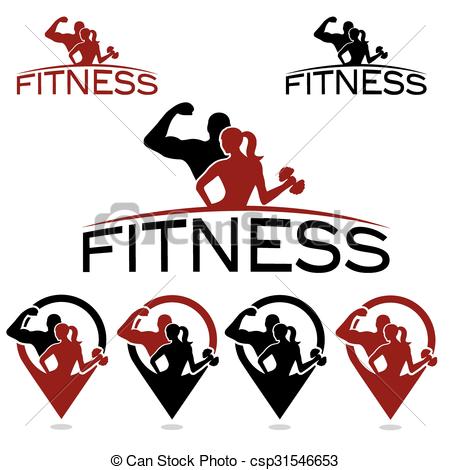 450x470 Man And Woman Of Fitness Silhouette Character And Pins Clipart