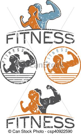 287x470 Man And Woman Of Fitness Silhouette Character Grunge Emblems