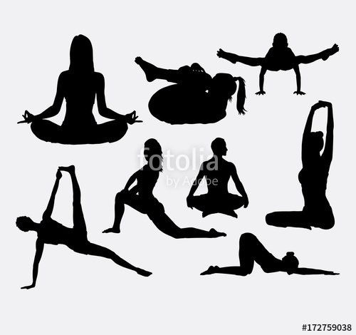 500x470 People Yoga And Acrobat Sport Silhouette. Good Use For Symbol