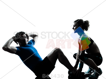 340x254 Stock Photo Of Man Woman Exercising Abdominal Workout Fitness
