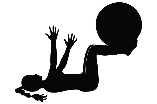 600x400 Fitness Ball With Girl Silhouette Vector Set 02