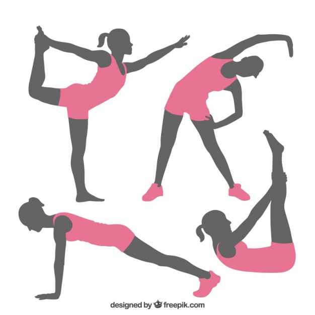 626x626 Fitness Poses Silhouettes Vector Free Download