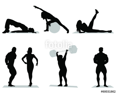 500x400 Silhouettes Of Fitness Bodybuilding,vector Stock Image