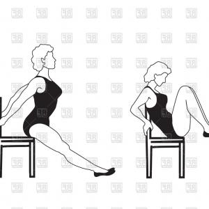 300x300 Elegant Women Silhouettes Doing Fitness Exercises On Chair Vector