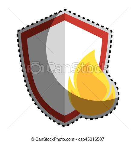 450x470 Sticker Color Silhouette Emblem Of Shield With Flame Vector
