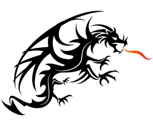 600x490 Fierce Vector Dragon Art With Flame