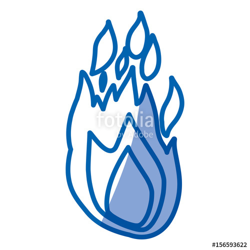 500x500 Blue Shading Silhouette Of Hand Drawn Flame Vector Illustration