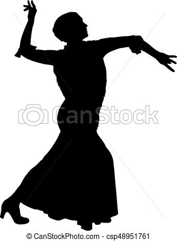 346x470 One Black Silhouette Of Female Flamenco Dancer On The White