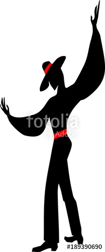 209x500 Stylized Silhouette Of A Male Flamenco Dancer In A Hat And