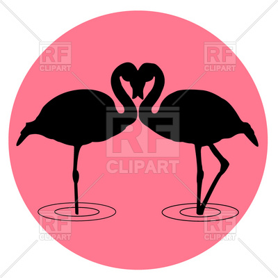 400x400 Flamingo Silhouette On The Sunrise Royalty Free Vector Clip Art