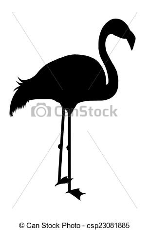 306x470 Illustration, Silhouette Of A Flamingo Bird Isolated On Stock