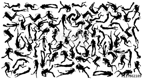 500x277 Scuba Diving Silhouette Vector Illustration Isolated On White