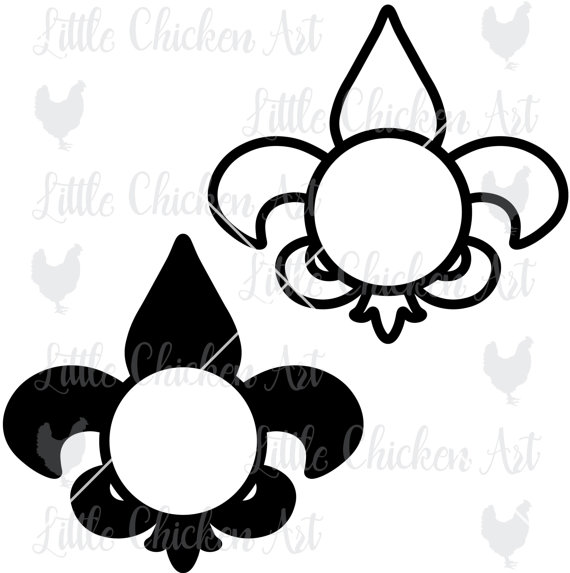 570x573 Fleur De Lis Monogram Frame Set, Cut File, Clip Art, Silhouette