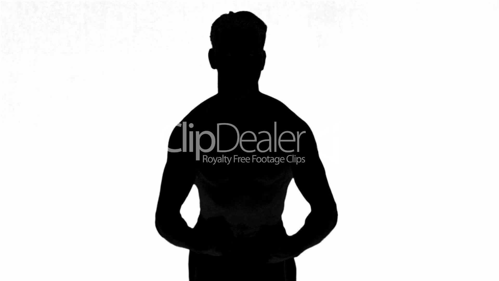 1920x1080 Silhouette Of A Man Tensing Muscles On White Background Royalty